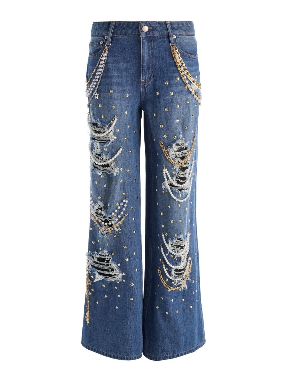 Alice + Olivia HARPER EMBELLISHED RIPPED JEAN - Picture 7 of 14